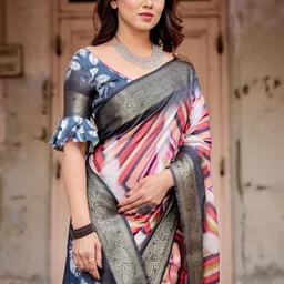 MAHARANI COUTURE Printed Zari Banarasi Saree image 5