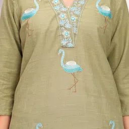 HIGHLIGHT FASHION EXPORT Embroidered Thread Work Pure Cotton Kurta With Harem image 2