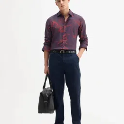 Rare Rabbit Navy Solid Regular Fit Formal Trousers image 4