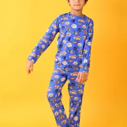 Anthrilo Boys Blue Printed Full Sleeves Night Suits image 4