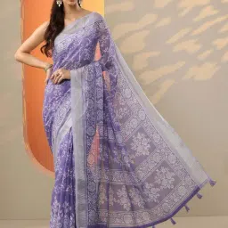 Libas Lavender Regular Fit Printed Saree With Unstitched Blouse-picture-37