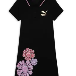 Puma Kids Black Cotton Floral Print Dress-image-84