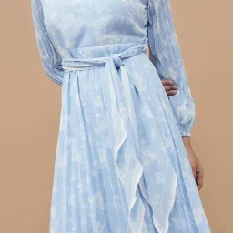 Code by Lifestyle Blue Printed A-Line Dress image 4