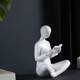 The Artment Reading Book Sculpture Human White Polyresin Showpiece Figurine image 4