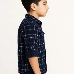Cavio Boys Navy Cotton Chequered Shirt image 4