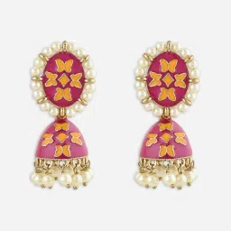 Fida Pink Bridal Kundan Jhumki Earrings for Women image 4