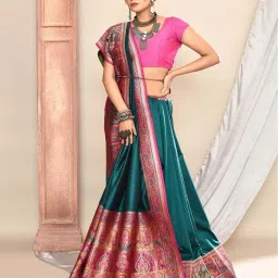 Elora Turquoise Silk Woven Saree With Unstitched Blouse image 4