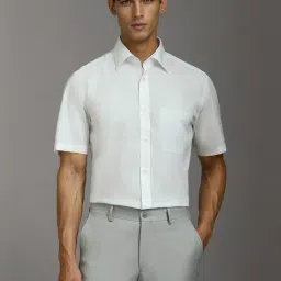 Louis Philippe White Cotton Regular Fit Self Pattern Shirt-image-10
