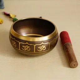 eCraftIndia Tibetan Om Chanting/Singing Bowl Brass Decorative Showpiece-image-5