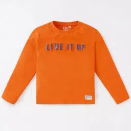Ed-a-Mamma Kids Orange Cotton Printed Full Sleeves T-Shirt-image-54