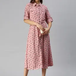 SHOWOFF Purple Polyester Print Shirt Dress-image-45