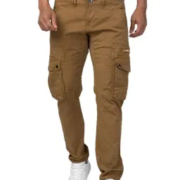 Spykar Khaki Regular Fit Cargos-image-11