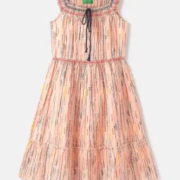 United Colors of Benetton Kids Peach Printed Dress-picture-15
