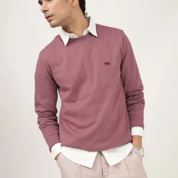 Andamen Pink Regular Fit Solid Sweatshirt image 4