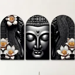 SAF Black Set of 3 Piece MDF Religious Wall Paintings-picture-41