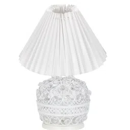 homesake Modern Crystal Table Lamp Desk Globe Lamp for Living Room Kids Room White Pleated Fabric Shade image 4