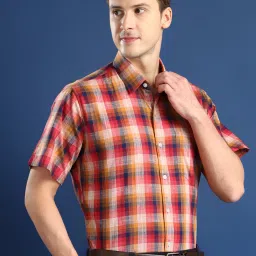 Hancock Maroon Cotton Slim Fit Checks Formal Shirt image 4