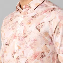 Louis Philippe Peach Cotton Slim Fit Floral Shirt image 4