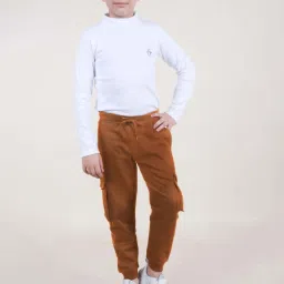 Kiddopanti Boys Brown Solid Track Bottoms Joggers image 4