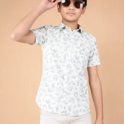 Crimsoune Club Boys Blue Cotton Floral Shirt-image-73