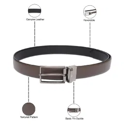United Colors of Benetton Filip Brown & Black Leather Reversible Belt for Men image 4