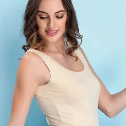 Clovia Beige Solid Camisole image 4
