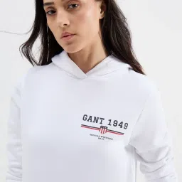 Gant White Regular Fit Solid Long Sleeves Sweatshirt image 4
