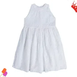 Miniklub Girls White Regular Fit Dress-picture-22
