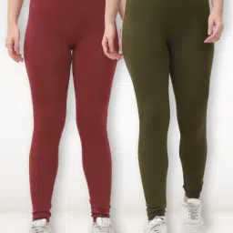 Gracit Maroon & Green Solid Tights (Pack of 2)-image-92