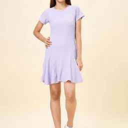 Coolsters by Pantaloons Girls Purple Rose Textured Casual Dresses-picture-33