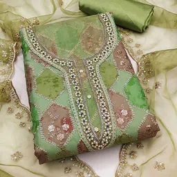 Maroosh Geometric Embroidered Sequinned Organza Unstitched Dress Material-image-48