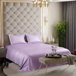 Stoa Paris Lilac Polyester 300 TC Date Night Double Bedsheet With Pillow Covers-image-43