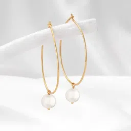 GIVA 92.5 Sterling Silver Golden Cape Of Pearl Hoop Earrings-image-38