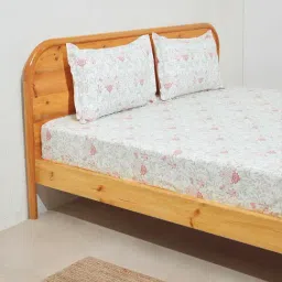 Westside Home Pink Meadow Print Double Bed Flat Sheet & Pillowcase Set-image-28