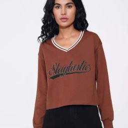 People By Pantaloons Brown Regular Fit Embroidered Sweatshirt-picture-40