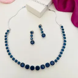 Abdesigns Silver American Diamond Statement Necklace & Earring Set-picture-29