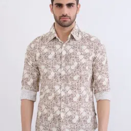 Spykar Ecru Cotton Regular Fit Floral Print Shirt-picture-37