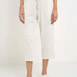 Dreamz By Pantaloons White Comfort Fit Printed Sleepwear Capris-image-0
