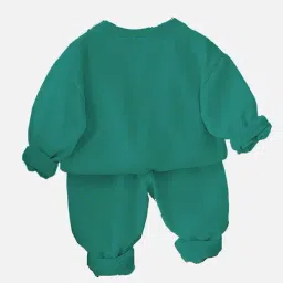 Little Surprise Box Boys Green Embroidery Full Sleeves Tracksuit Set image 2