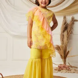 Mizuki Girls Yellow Embellished Kurta Bottom Set-image-12