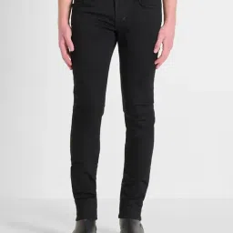 Antony Morato Black Cotton Blend Tapered Fit Solid Jeans-image-40