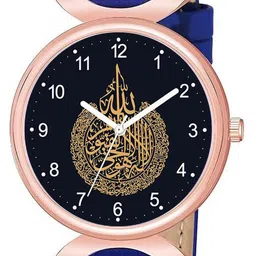 CSAMON Women Embellished Dial & Leather Textured Straps Analogue Watch C37RG Islamic NUM04 BLU L W_SH image 3