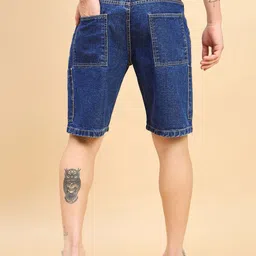 STUDIO NEXX Men Washed Loose Fit Denim Denim Cargo Shorts image 5