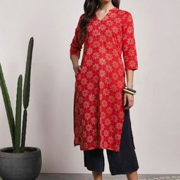 Sangria Floral Printed Straight Fit Kurta-picture-2