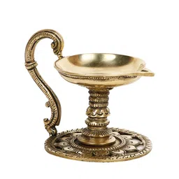 CraftVatika Gold-Toned Handmade Oil Lamp Showpiece image 2