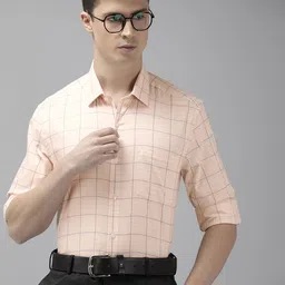 Arrow Manhattan Slim Fit Checked Pure Cotton Formal Shirt-image-76