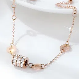 KARISHMA KREATIONS Stainless Steel Rose Gold-Plated Cubic Zirconia Studded Bracelet image 3