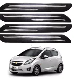 SCA Rubber Car Side Bumper Protector Guard with Double Chrome Strip for Chevrolet Beat All Model Black (Set of 4)-picture-24