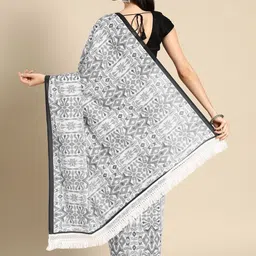 BUTA BUTI Floral Pure Cotton Printed Solid Saree image 2