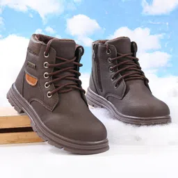 Cute Walk by Babyhug Winter Boots with Lace Up Closure - Brown-picture-23